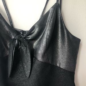 Topshop Metallic Black Tie Dress